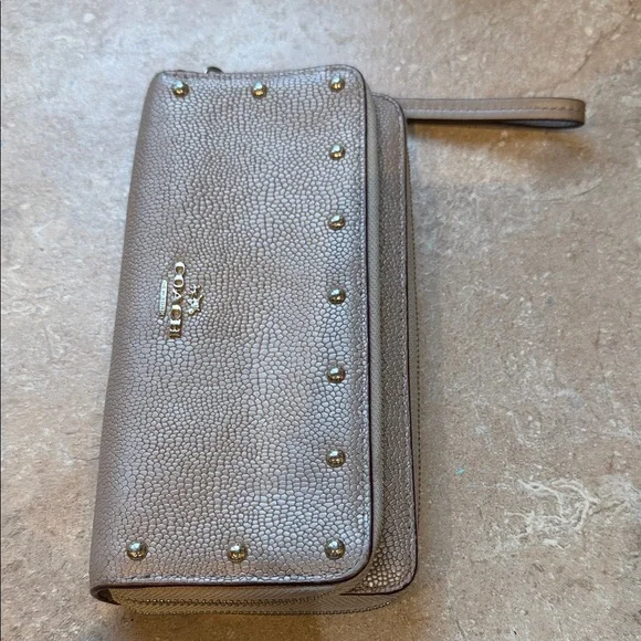 Coach Metallic Silver Studded Wallet - Picture 14 of 14
